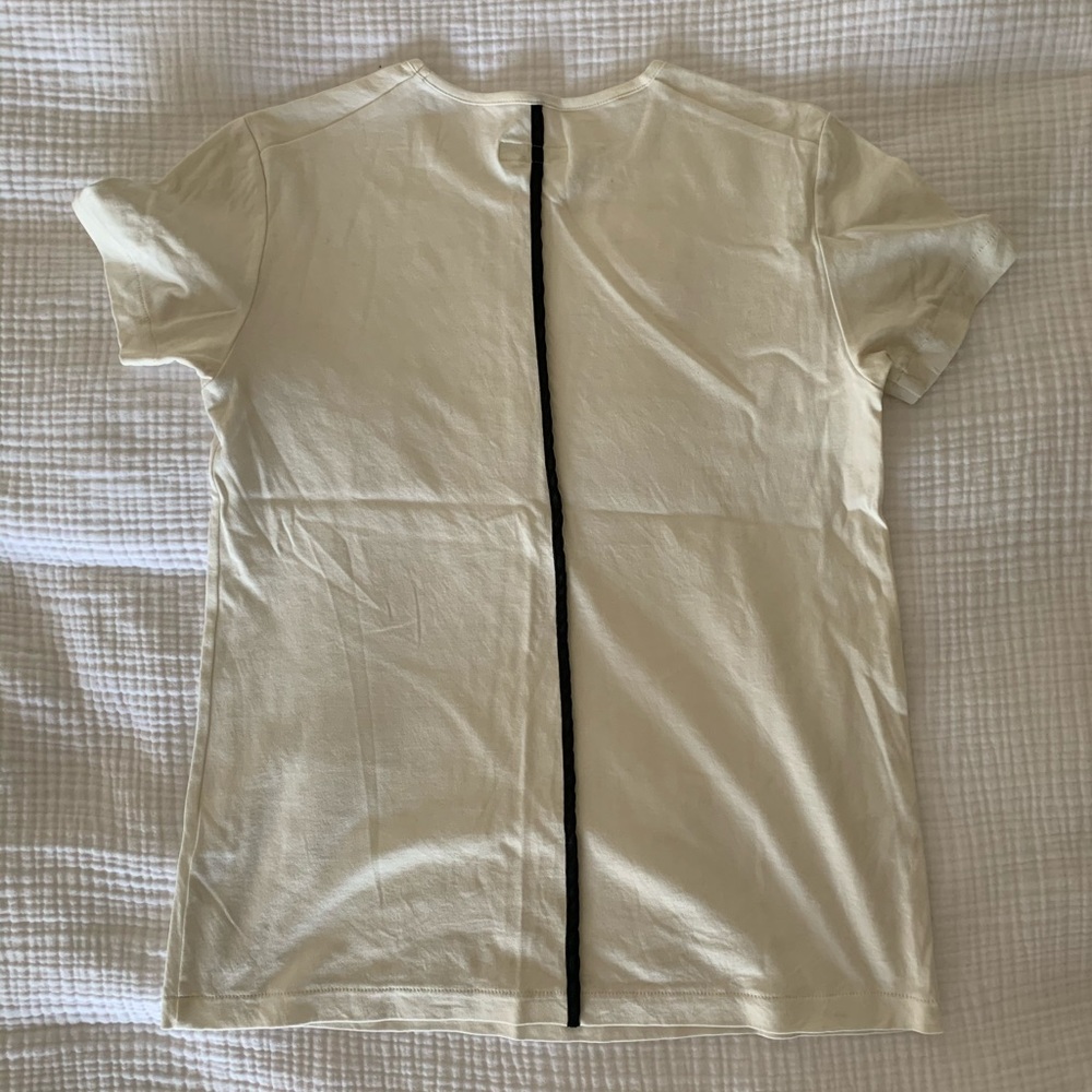 rag & bone Cream Short Sleeve Tee with Black Center Seam